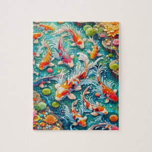 Mosaic Koi Pond Poisson Jigsaw Puzzle