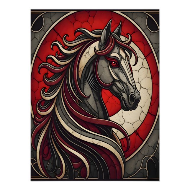 Mosaic Style Horse Wall Art Poster Decor Gift (Devant)