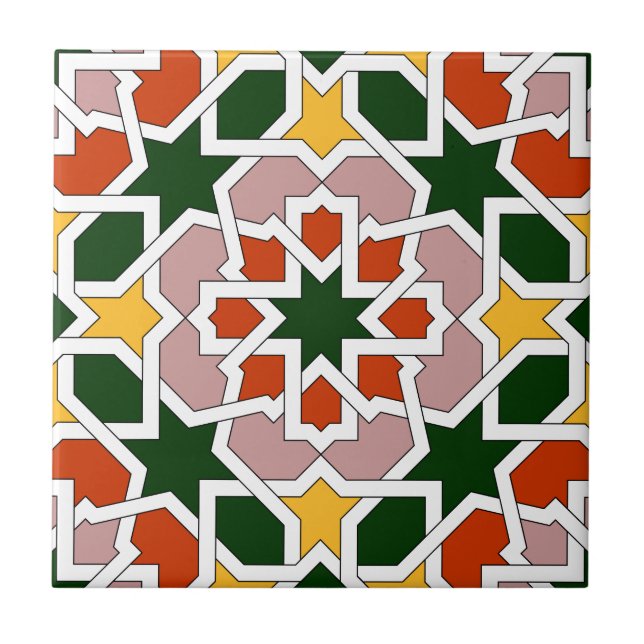 Mosaïque 01 de carreau marocain vert et rouge dans (Devant)