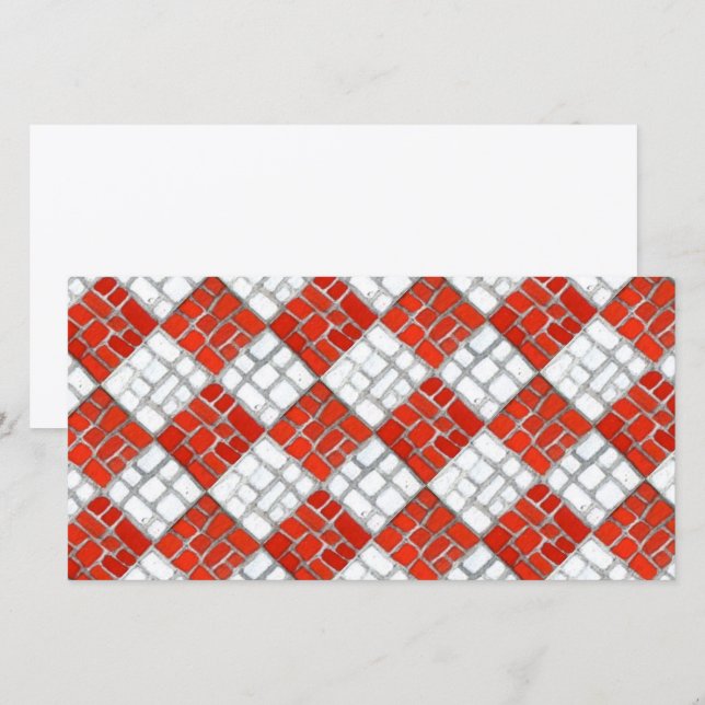 MOSAÏQUE À COCHE ROUGE Carte plate 8x4 / Horizonta (Devant / Derrière)