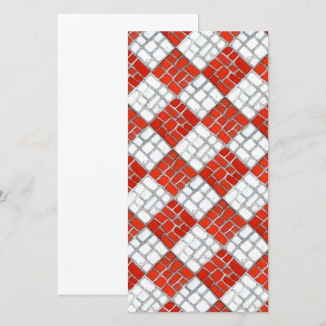 MOSAÏQUE À COCHE ROUGE Carte plate 8x4 / Verticale (Devant / Derrière)