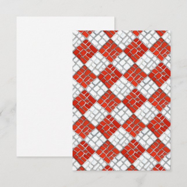 MOSAÏQUE À COCHE ROUGE Carte plate / verticale 3,5 (Devant / Derrière)