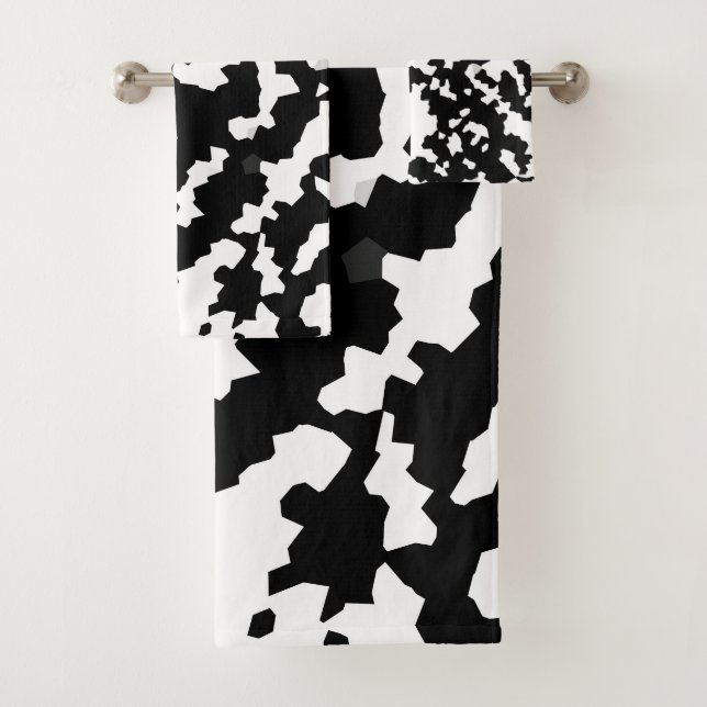 Mosaïque Abstraite irrégulière Camo noir et blanc (En situation)
