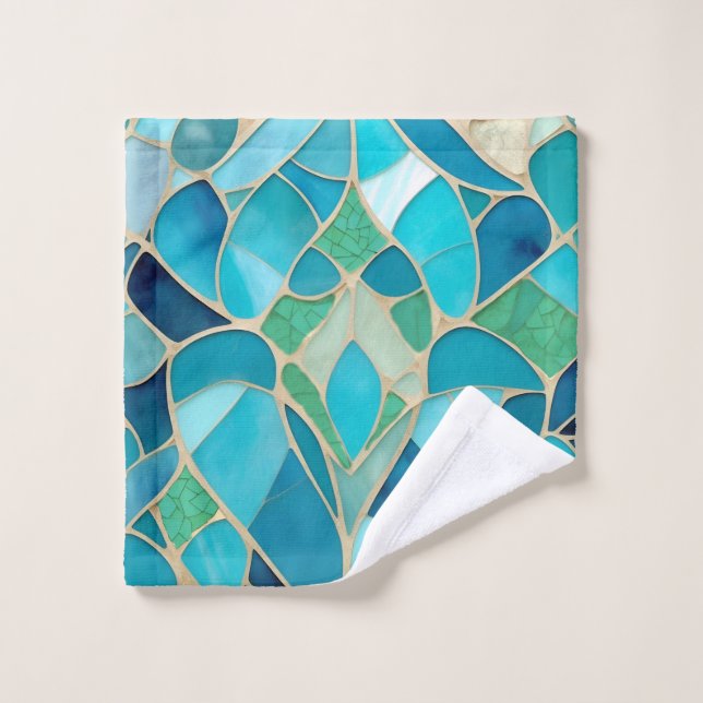 Mosaïque Abstraite turquoise (Gant de toilette)