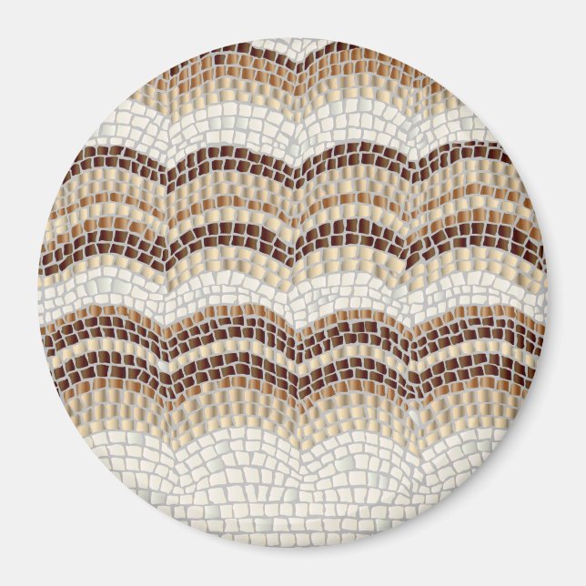 Mosaïque beige Grand aimant rond (Devant)