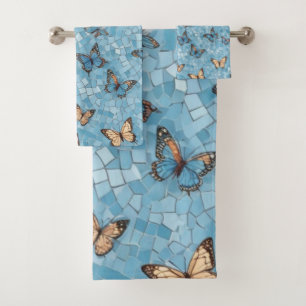 Mosaïque Bleue Clair Avec Papillons