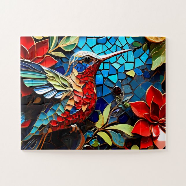 Mosaïque de colibri conception Jigsaw Puzzle (Horizontal)
