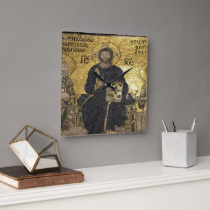 mosaïque de Jésus en Sainte-Sophie Horloge murale