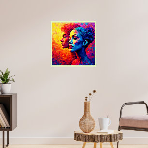 Mosaïque de visages vibrants Impression abstraite