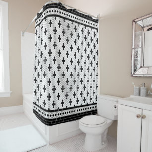 Mosaïque en tuile hexagonale Rideau de douche noir