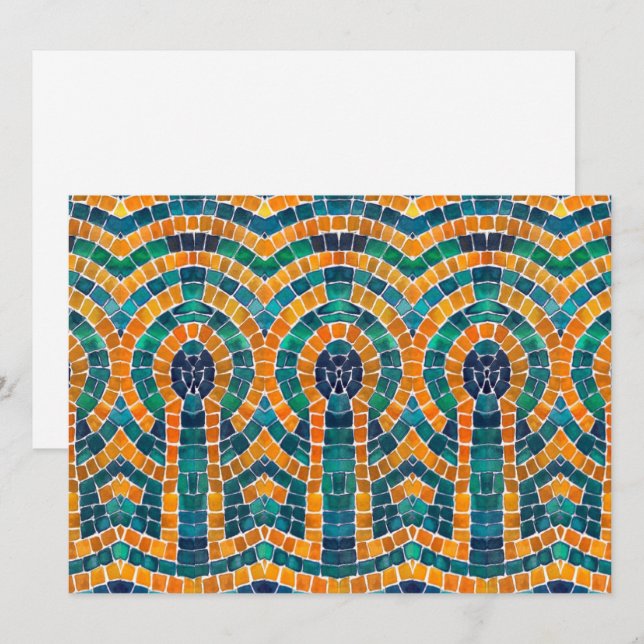 MOSAÏQUE ICONES DORÉES Carte plate 5,5x7,5 (Devant / Derrière)