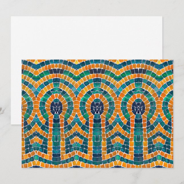 MOSAÏQUE ICONES DORÉES Carte plate 5x7 (Devant / Derrière)