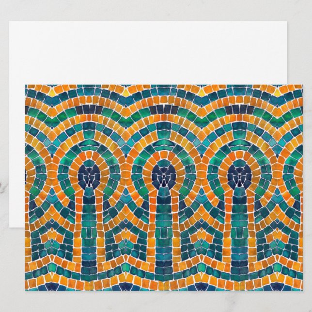 MOSAÏQUE ICONES DORÉES Carte plate 6,5x8,75 (Devant / Derrière)