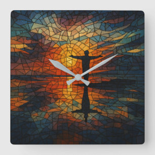 Mosaïque intemporelle : horloge murale surréaliste