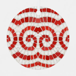 MOSAÏQUE IONIQUE ROUGE Cercle métallique Ornement