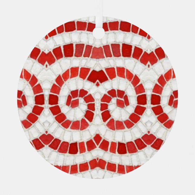 MOSAÏQUE IONIQUE ROUGE Cercle métallique Ornement (Recto)