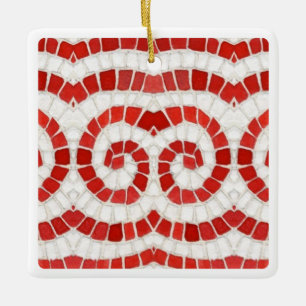 MOSAÏQUE IONIQUE ROUGE Ornement carré en céramique