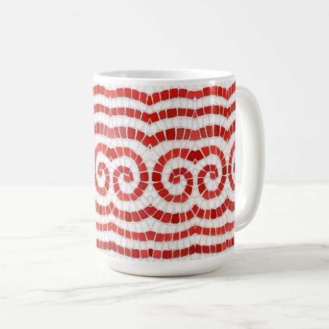 MOSAÏQUE IONIQUE ROUGE Tall White Mug (Devant droit)