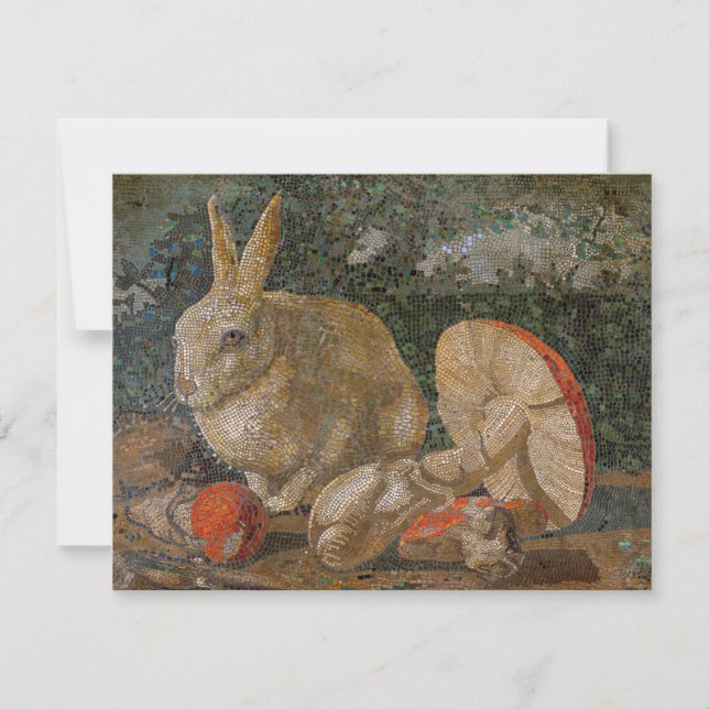 Mosaïque lapin et champignon nature vintage (Devant)