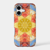 Mosaïque Mandala Orange Bleu et Jaune