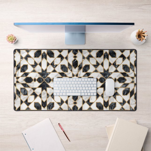 Mosaïque marocaine noire et Marbre blanc (Bureau 1)