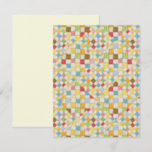 MOSAÏQUE PATCHWORK Carte plate 4,25x5,5 / Crème /  (Devant / Derrière)