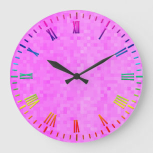 Mosaïque rose Pastel, Grande horloge murale