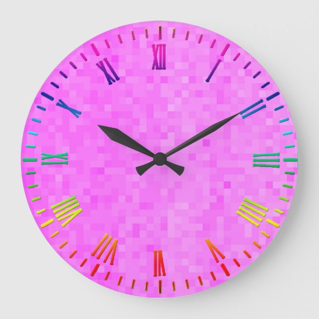 Mosaïque rose Pastel, Grande horloge murale (Recto)