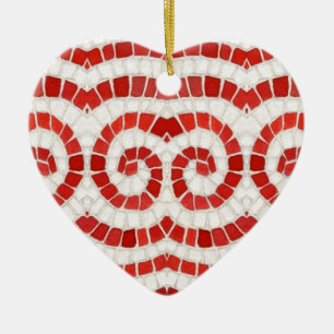 MOSAÏQUE ROUGE ornement coeur en céramique