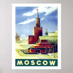 Moscou, carré rouge, Russie, cru, affiche de