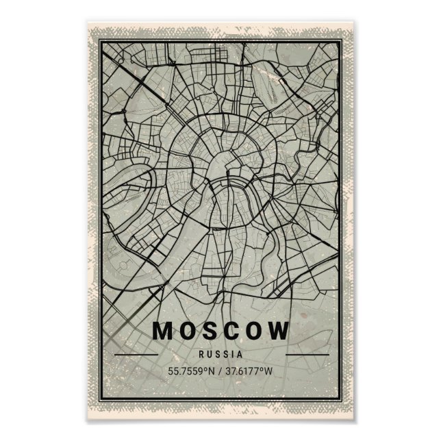 Moscow russia map print poster canvas (Devant)