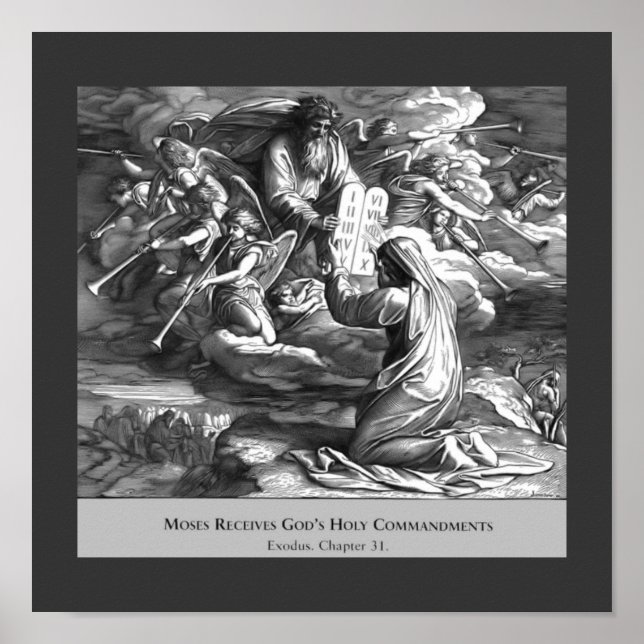 Moses Dix Commandements Poster Religieux Vintage (Devant)