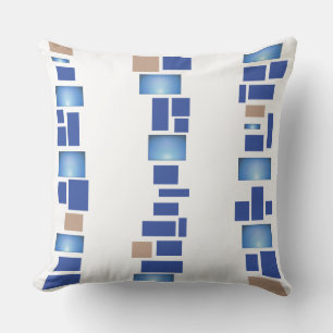 MOSIAC BLEUE TILES DESIGN Oreiller à lancer rétro