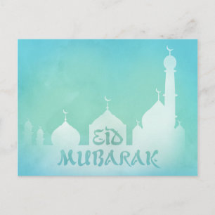 Mosquée Aquarelle bleue de l'Aïd Moubarak - Carte 