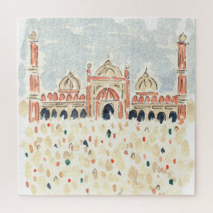 Mosquée Jama Masjid Inde Watercolor Jigsaw Puzzle