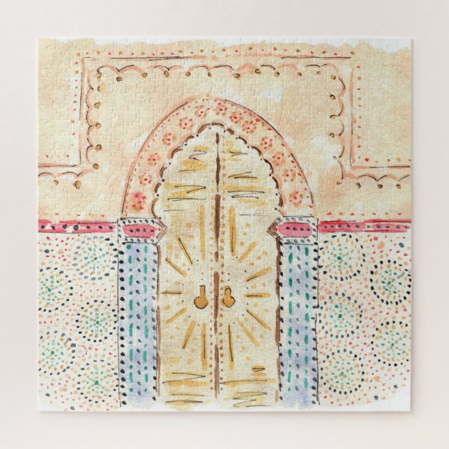Mosquée marocaine Porte aquarelle Jigsaw Puzzle (Vertical)