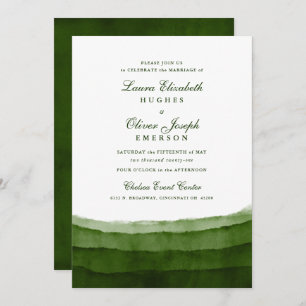 Moss foncé Vert Aquarelle Mariage Invitations
