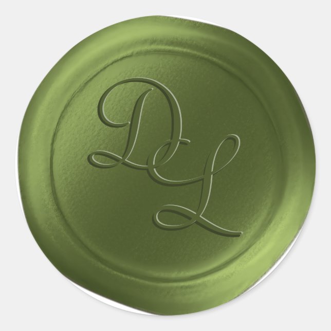 Moss Green 2 Lettre Monogramme Stickers de cire (Devant)