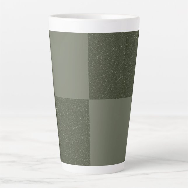 Moss Green À damiers Latte Mug personnalisée (Devant)
