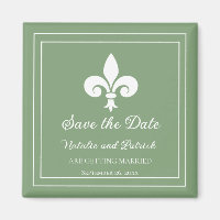 Moss Green Fleur de Lis Économisez la date Magnet