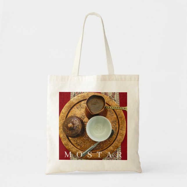 Mostar Bosnian coffee set tote bag (Devant)