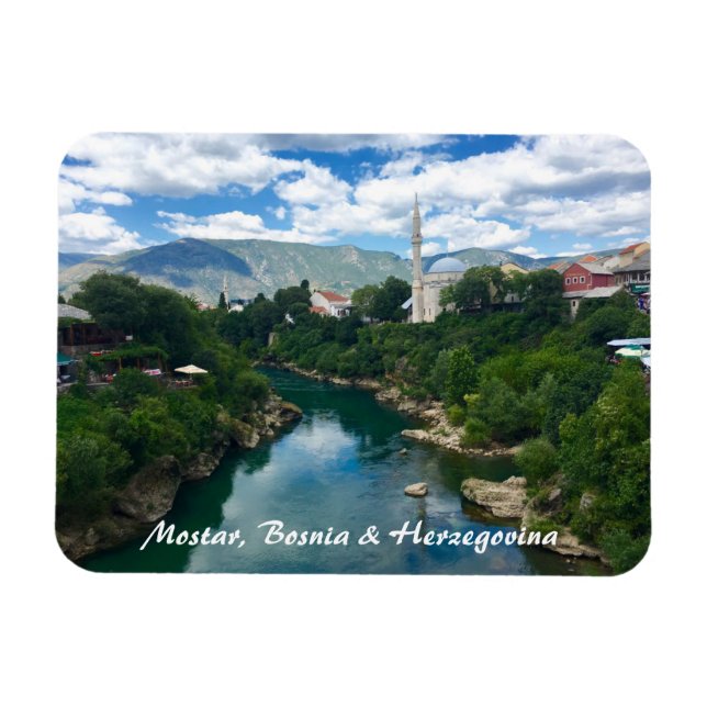 Mostar Bosnie-Herzégovine Magnet avec écriture (Horizontal)