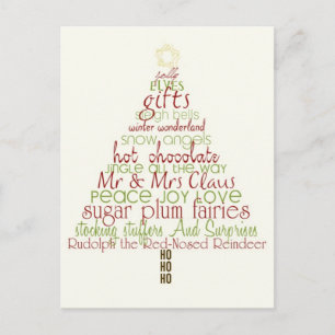 Mot amusant voeux Noël Arbre Carte postale