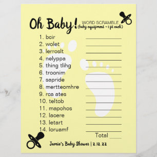 Mot baby shower Brouiller jaune