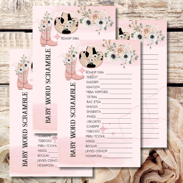 Mot Bébé Scramble Up Western Cowgirl Thème (Créateur téléchargé)