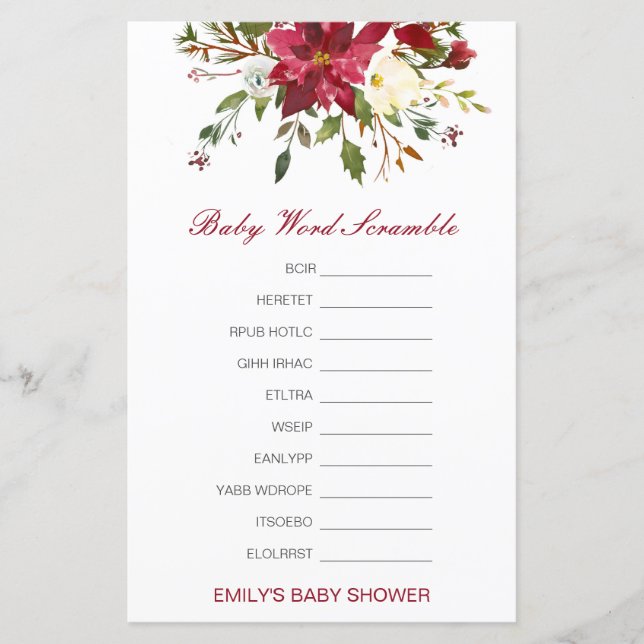 Mot de bébé modifiable avec réponse (Devant)