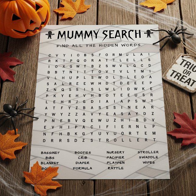 Mot de la maman Recherche Baby shower Halloween Je (Créateur téléchargé)