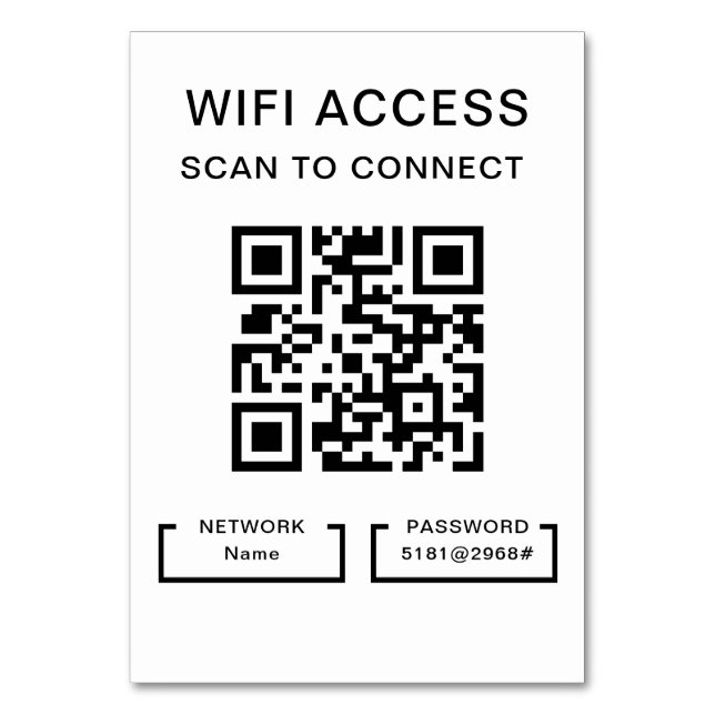Mot de passe Wifi et carte de code QR personnalisé (Par défaut)