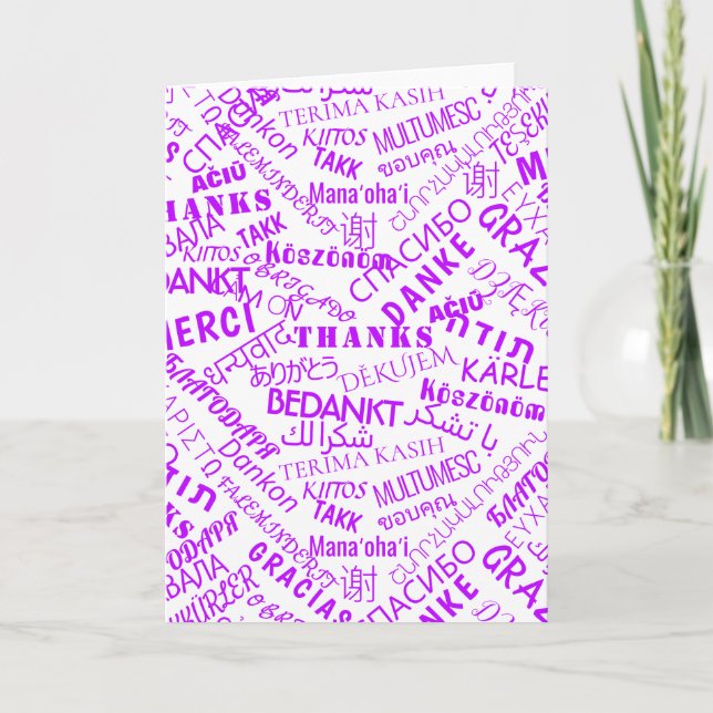 Mot multilingue de la carte texte Merci (Devant)