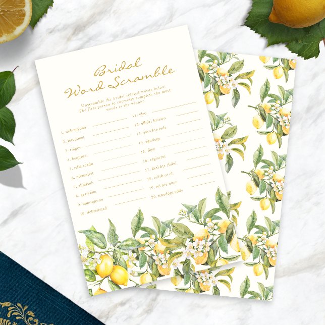 Mot nuptial citron (Lemon Floral Bridal Word Scramble by Painted Paperie
)